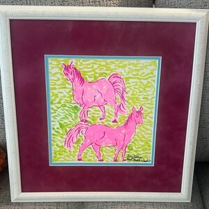 Lilly Pulitzer studios print Pink Horse Art Print in white Frame